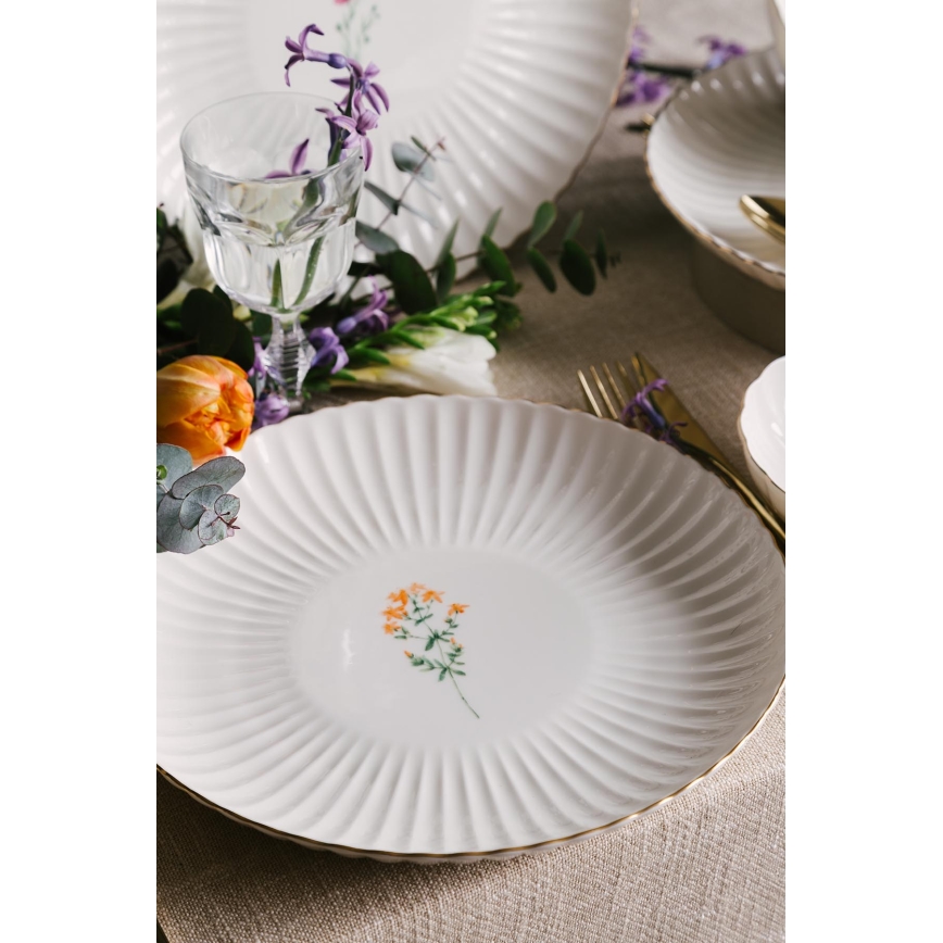 Jídelní sada 27 ks bílá/zlatá/porcelán