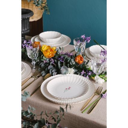 Jídelní sada 27 ks bílá/zlatá/porcelán