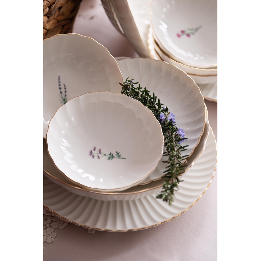 Jídelní sada 27 ks bílá/zlatá/porcelán