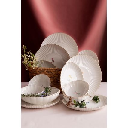 Jídelní sada 27 ks bílá/zlatá/porcelán