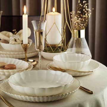 Jídelní sada 27 ks bílá/zlatá/porcelán