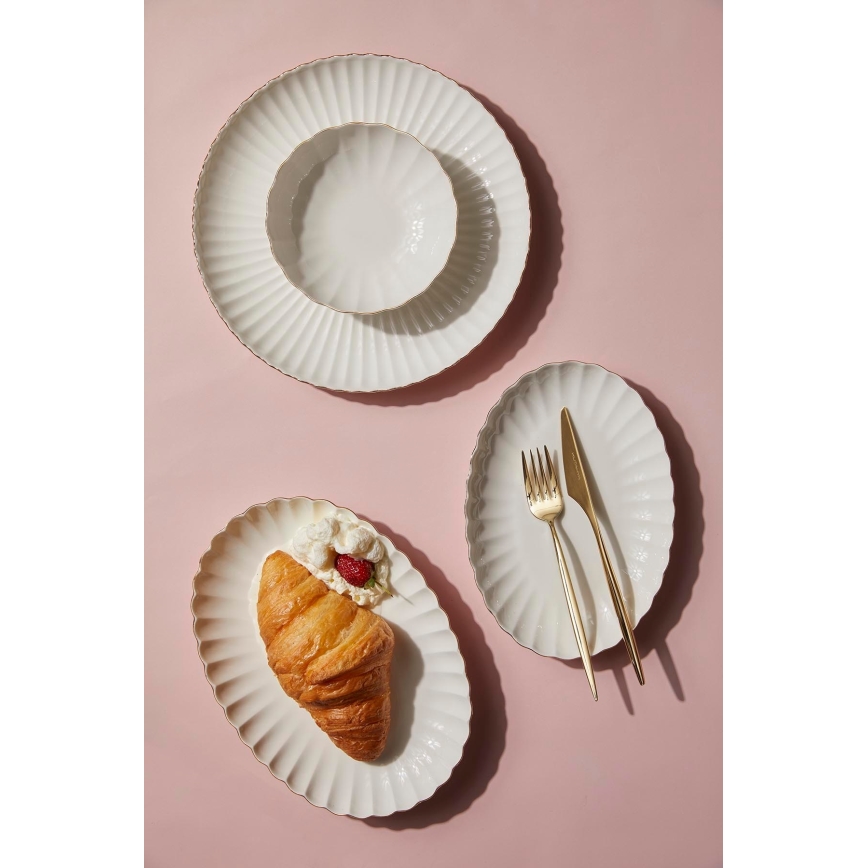 Jídelní sada 27 ks bílá/zlatá/porcelán