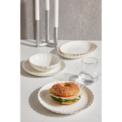 Jídelní sada 27 ks bílá/zlatá/porcelán