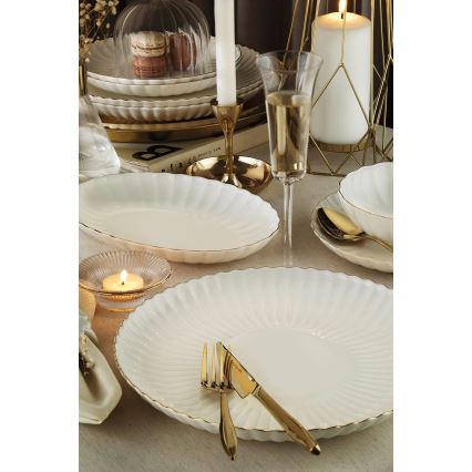Jídelní sada 27 ks bílá/zlatá/porcelán