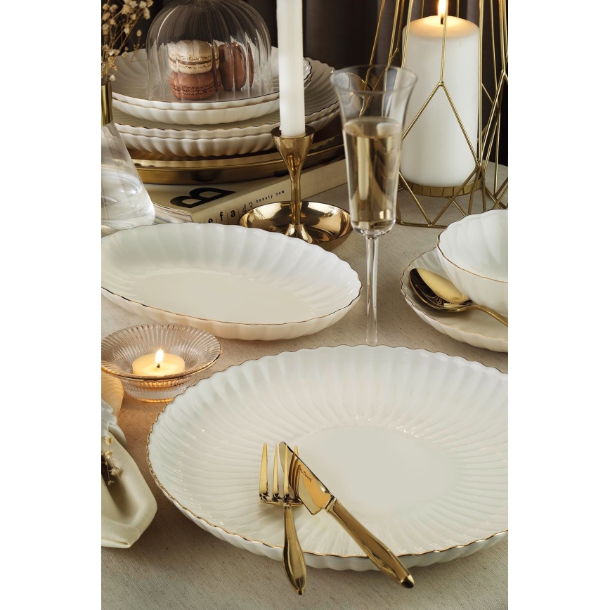 Jídelní sada 27 ks bílá/zlatá/porcelán