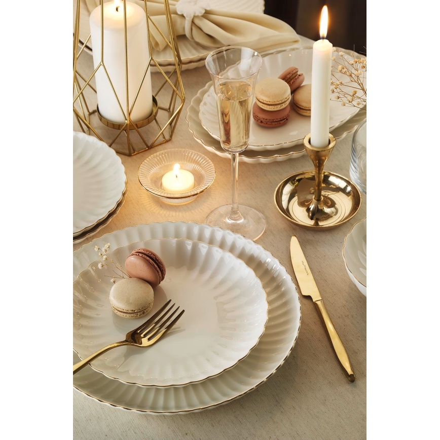 Jídelní sada 27 ks bílá/zlatá/porcelán
