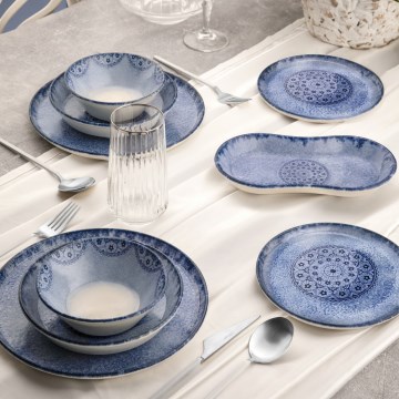 Jídelní sada 27 ks modrá/porcelán