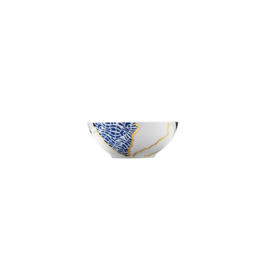 Jídelní sada 28 ks bílá/zlatá/modrá/porcelán
