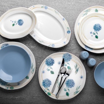 Jídelní sada 29 ks bílá/modrá/porcelán