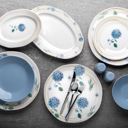 Jídelní sada 29 ks bílá/modrá/porcelán