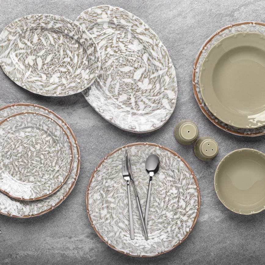Jídelní sada 29 ks hnědá/zelená/porcelán