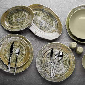 Jídelní sada 29 ks zelená/porcelán