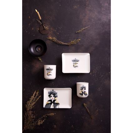 Jídelní sada 4 ks černá/bílá/porcelán