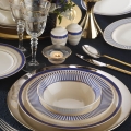 Jídelní sada 53 ks bílá/modrá/zlatá/porcelán