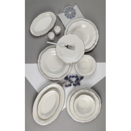 Jídelní sada 53 ks bílá/stříbrná/porcelán