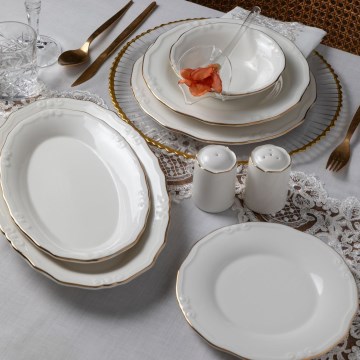 Jídelní sada 53 ks bílá/zlatá/porcelán
