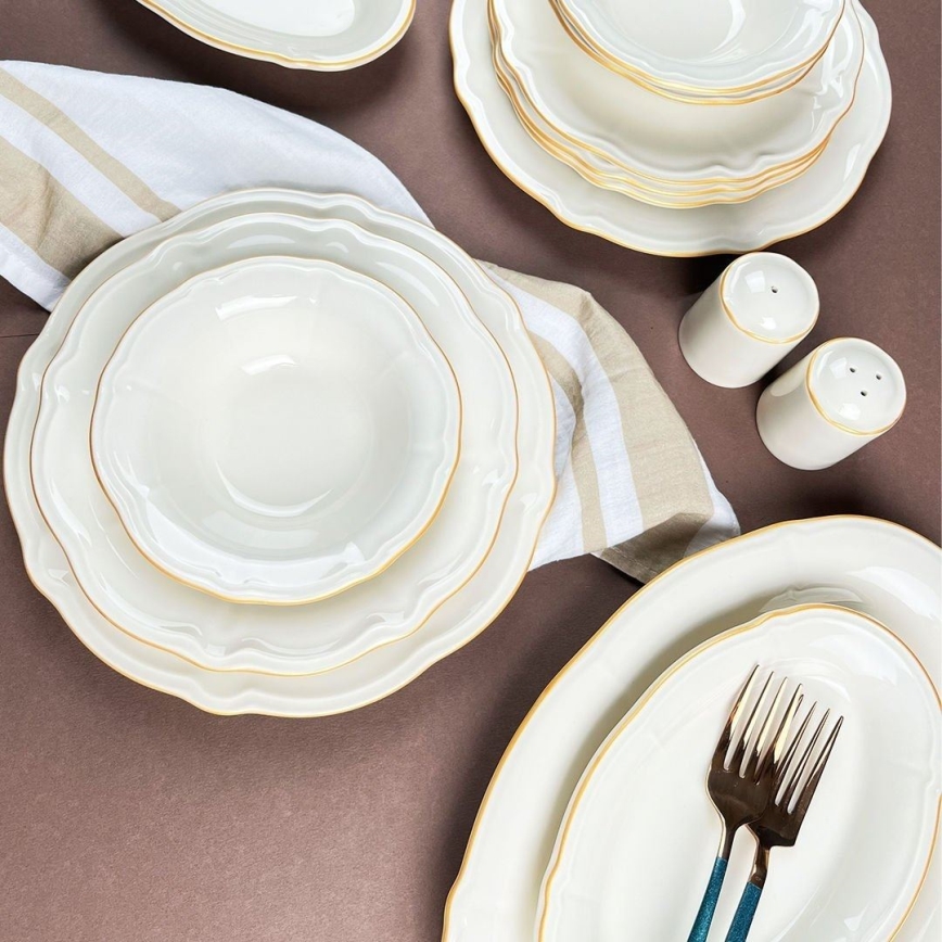 Jídelní sada 53 ks bílá/zlatá/porcelán