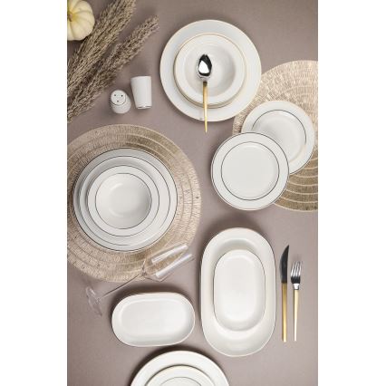 Jídelní sada 53 ks bílá/zlatá/porcelán