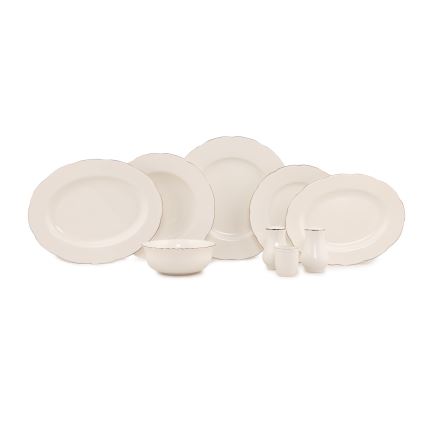 Jídelní sada 54 ks bílá/měděná/kostní porcelán