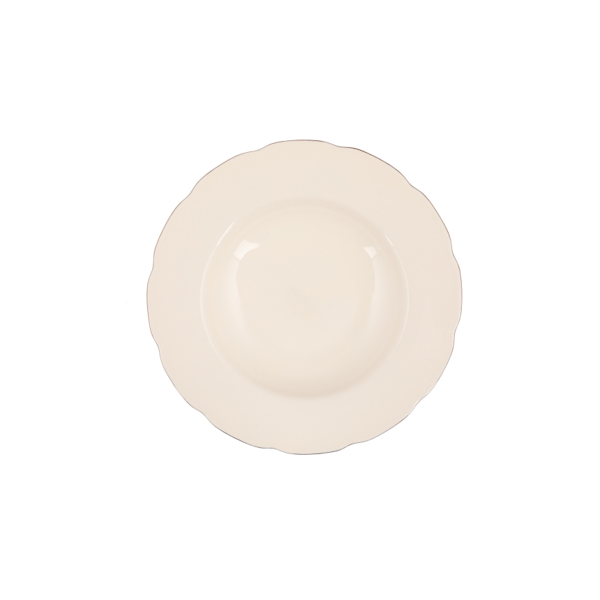 Jídelní sada 54 ks bílá/měděná/kostní porcelán