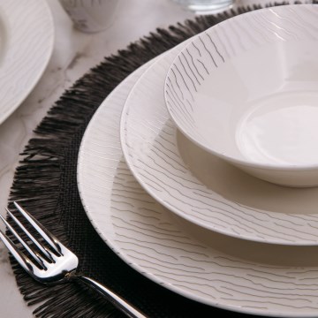 Jídelní sada 62 ks bílá/stříbrná/porcelán