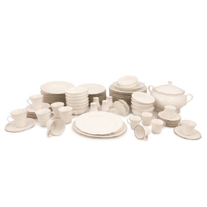 Jídelní sada 83 ks bílá/měděná/porcelán