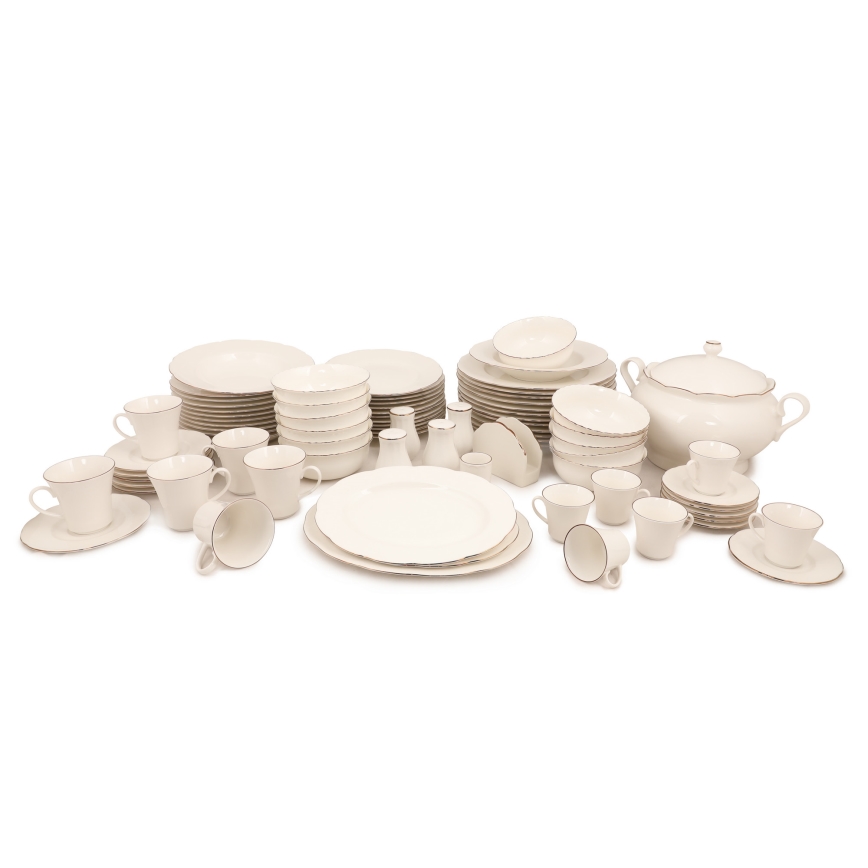 Jídelní sada 83 ks bílá/měděná/porcelán