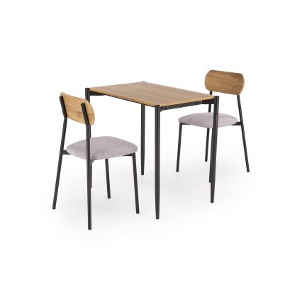 Jídelní set NANDO 84x54 cm šedá/hnědá/černá