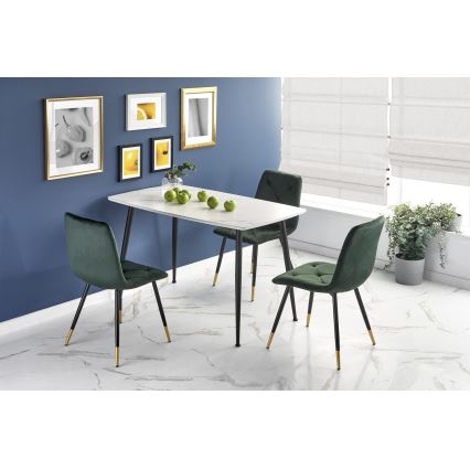 Jídelní stůl ALARA dekor bílý mramor/černá