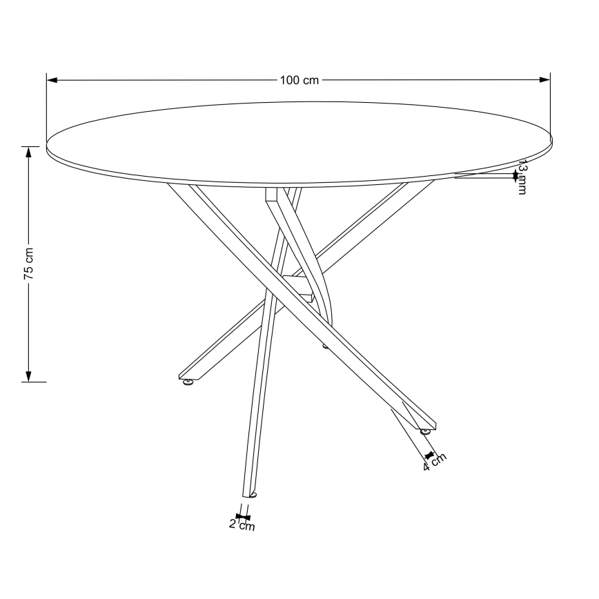 Jídelní stůl ESTEN 100 cm bílá/zlatá