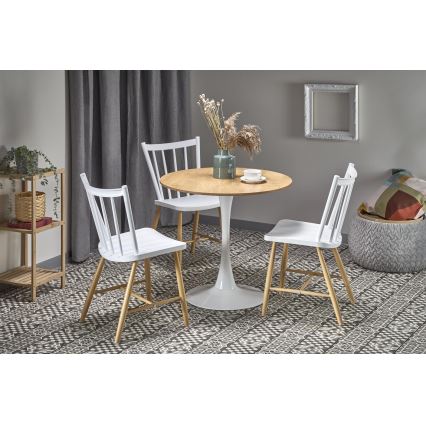 Jídelní stůl LUGI pr. 80 cm hnědá/bílá