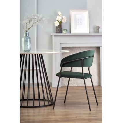 Jídelní stůl SEREIN dekor bílý mramor/černá