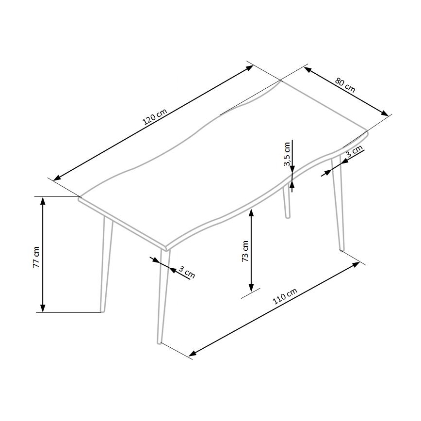 Jídelní stůl SOLACE 120x80 cm dub/černá
