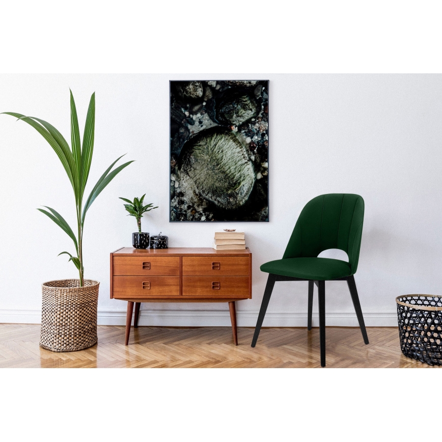 Jídelní židle BOVIO 86x48 cm tmavě zelená/buk