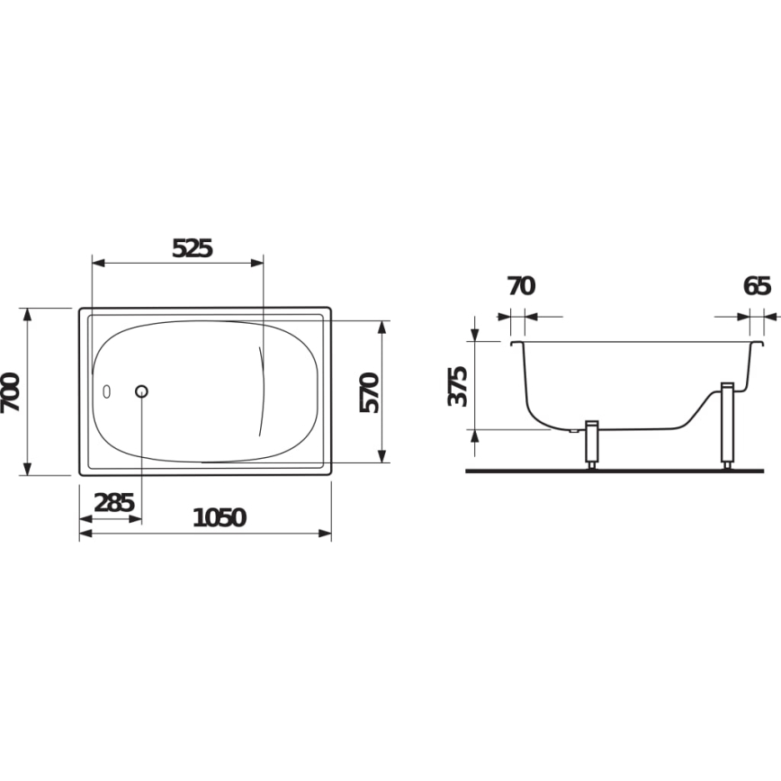 JIKA H2340000000001 - Sedací vana RIGA 105x70 ocel/bílá