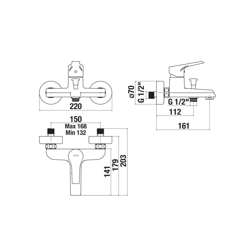 JIKA H3211W70044001 - Vanová baterie CUBE lesklý chrom