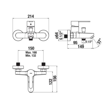 JIKA H3211Z70044001 - Vanová baterie LYRA lesklý chrom
