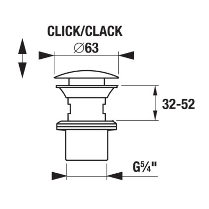 JIKA H3917100040001 - Umyvadlová výpusť CLICK-CLACK pr. 6,3 cm lesklý chrom