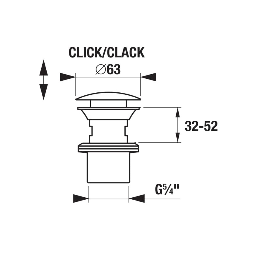 JIKA H3917100040001 - Umyvadlová výpusť CLICK-CLACK pr. 6,3 cm lesklý chrom