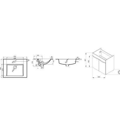 JIKA H4536011763001 - Koupelnová skříňka s umyvadlem CUBE 60,7x65 cm bílá