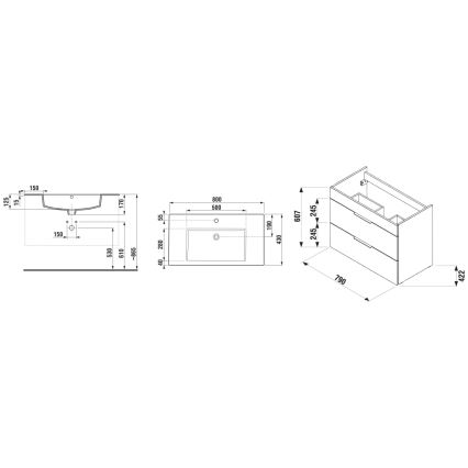 JIKA H4537621763001 - Koupelnová skříňka s umyvadlem CUBE 80 cm bílá