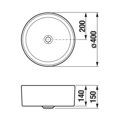 JIKA H8184207161121 - Umyvadlo na desku CUBITO pr. 40 cm keramika/matná černá