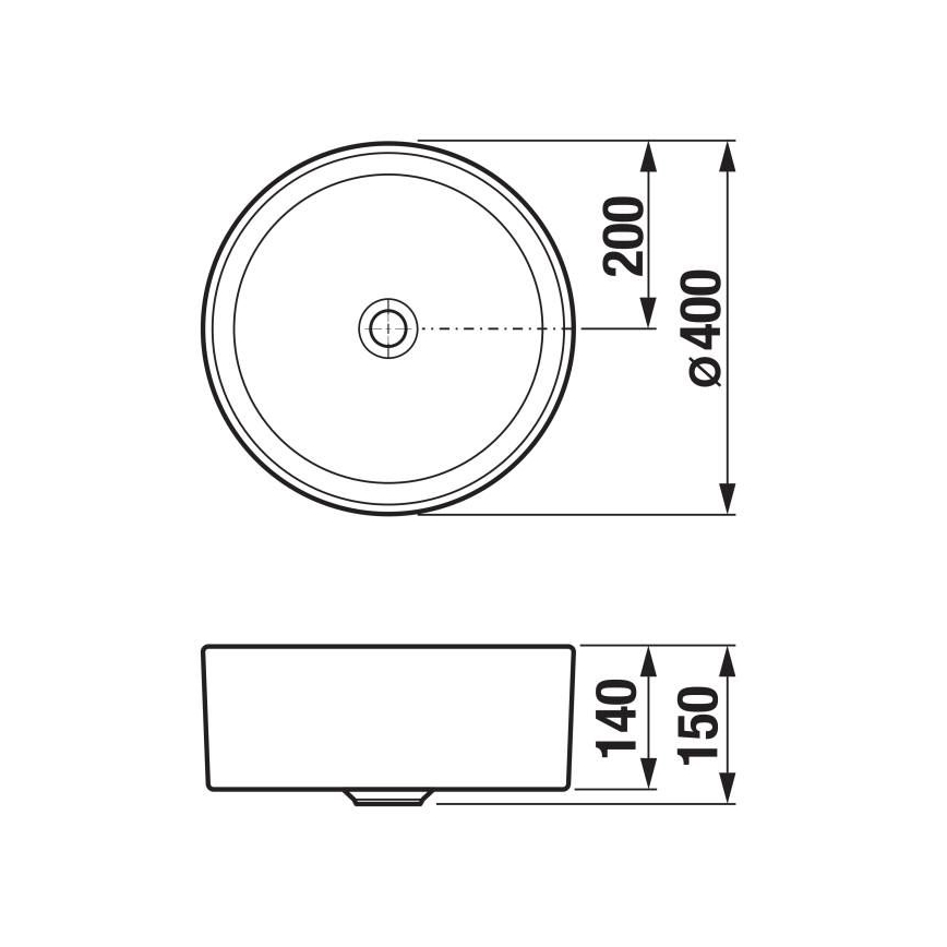 JIKA H8184207161121 - Umyvadlo na desku CUBITO pr. 40 cm keramika/matná černá