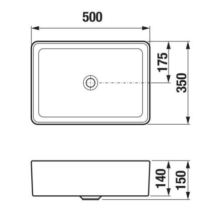 JIKA H8184237161121 - Umyvadlo na desku CUBITO 50x35 cm keramika/matná černá