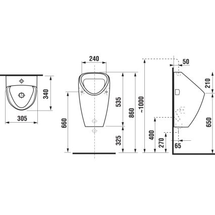 JIKA H8430610000001 - Pisoár GOLEM vnitřní přívod, zadní odpad keramika/bílá