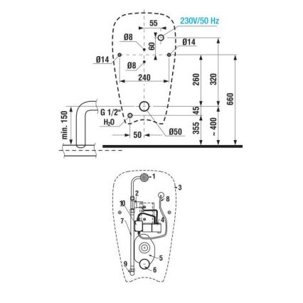 JIKA H8430700004901 - Pisoár se senzorem GOLEM 230V vnitřní přívod, zadní odpad keramika/bílá
