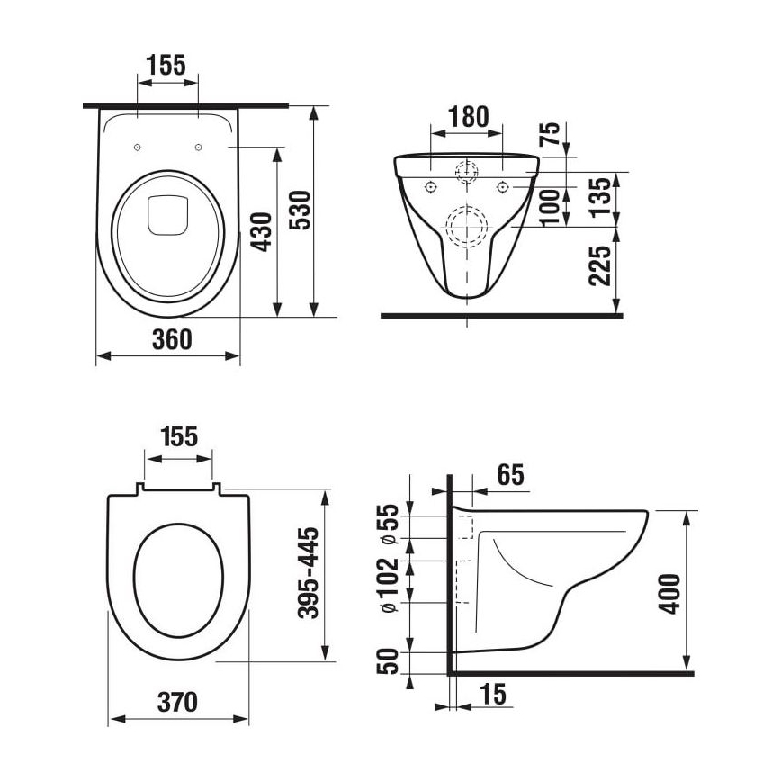 JIKA H8663800000001 - Závěsné WC LYRA keramika/bílá + záchodové prkénko SoftClose LYRA duroplast/bílá
