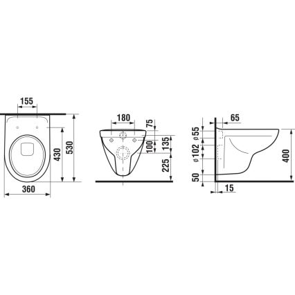 JIKA H8663810000001- Závěsné WC LYRA keramika/bílá + záchodové prkénko LYRA duroplast/bílá