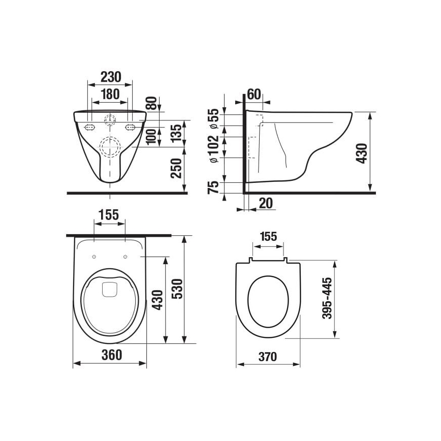 JIKA H8663840000001 - Závěsné WC LYRA keramika/bílá + záchodové prkénko SoftClose LYRA duroplast/bílá