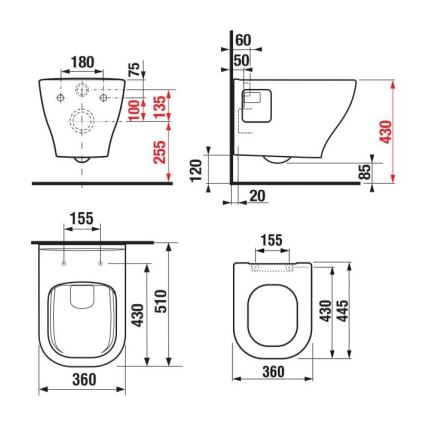 JIKA H8666160000001 - Závěsné WC DEEP keramika/bílá + záchodové prkénko SoftClose DEEP duroplast/bílá